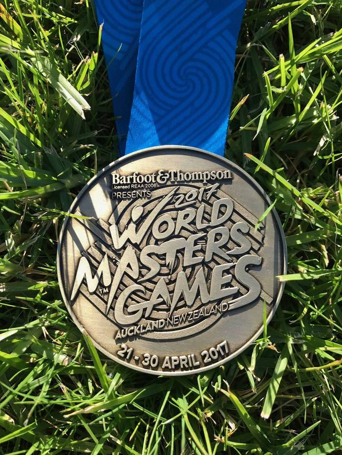 Peter Ivanov’s gold medal from the 2017 World Masters Games, Auckland, New Zealand